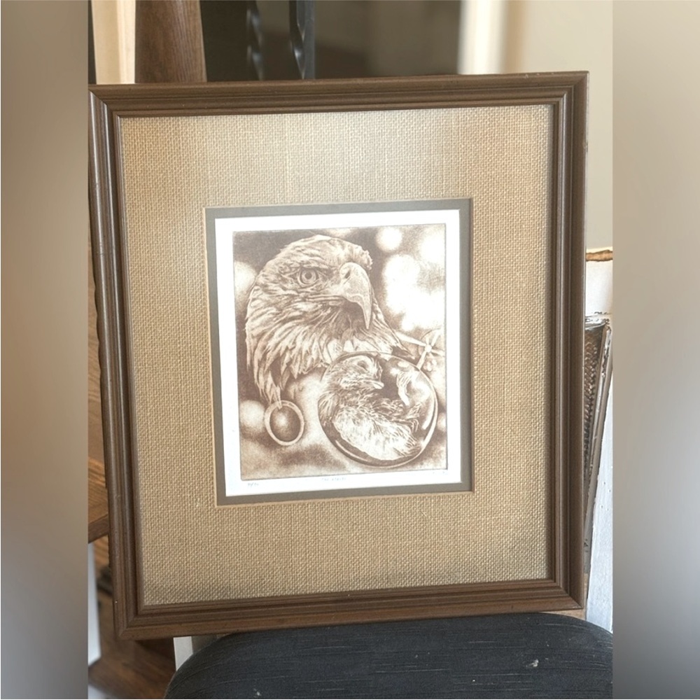 Vintage 70’s Bob DeFrates Eagle Sketch Art Picture. Numbered Signed | #80/90